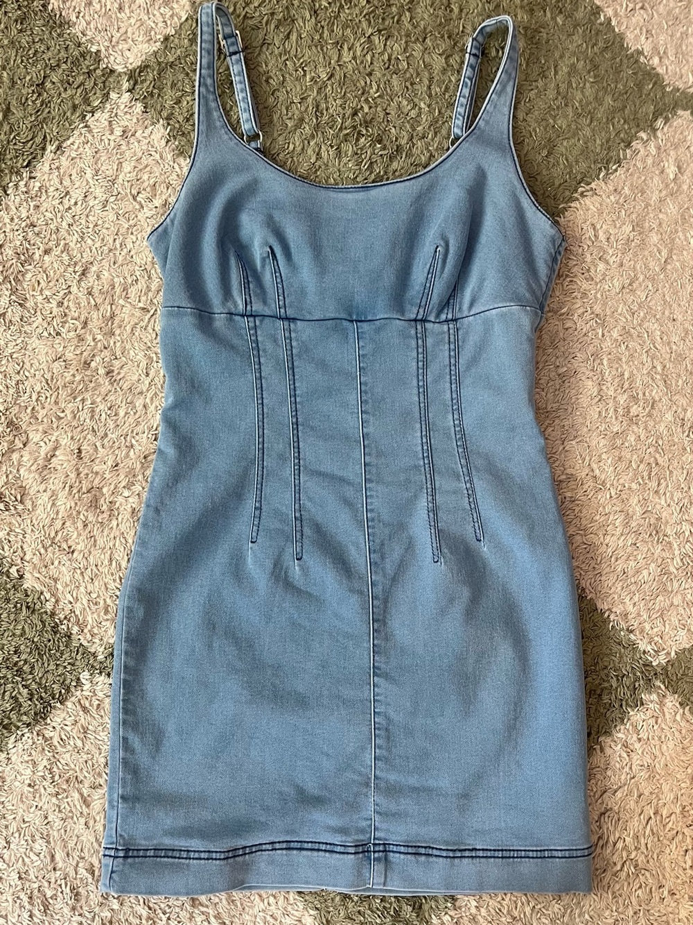 No Boundaries Light Blue Denim Mini Dress with Thin Straps